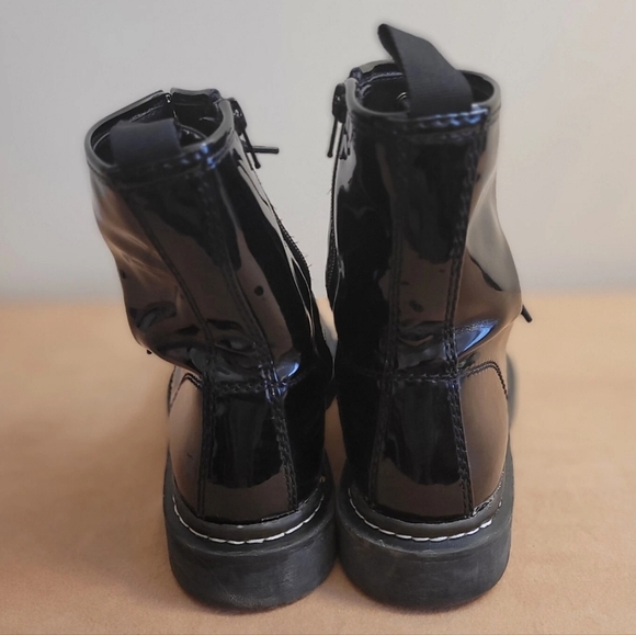NEED REPAIR Combat Boots mens 7.5/Womens 9 Black Pleather Lug Destroyed Thrashed - Picture 6 of 15